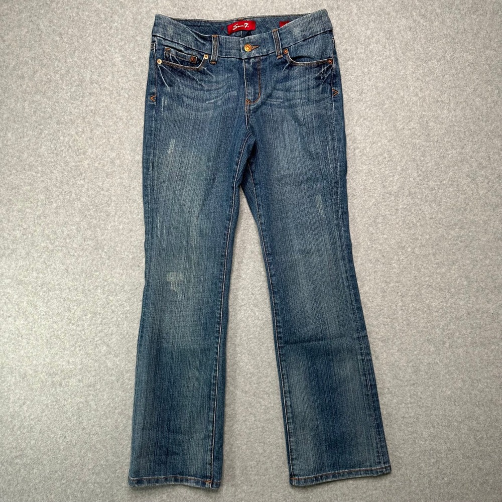 Seven7 Womens Bootcut Jeans Medium Wash Blue Mid Rise Stretch Size 6